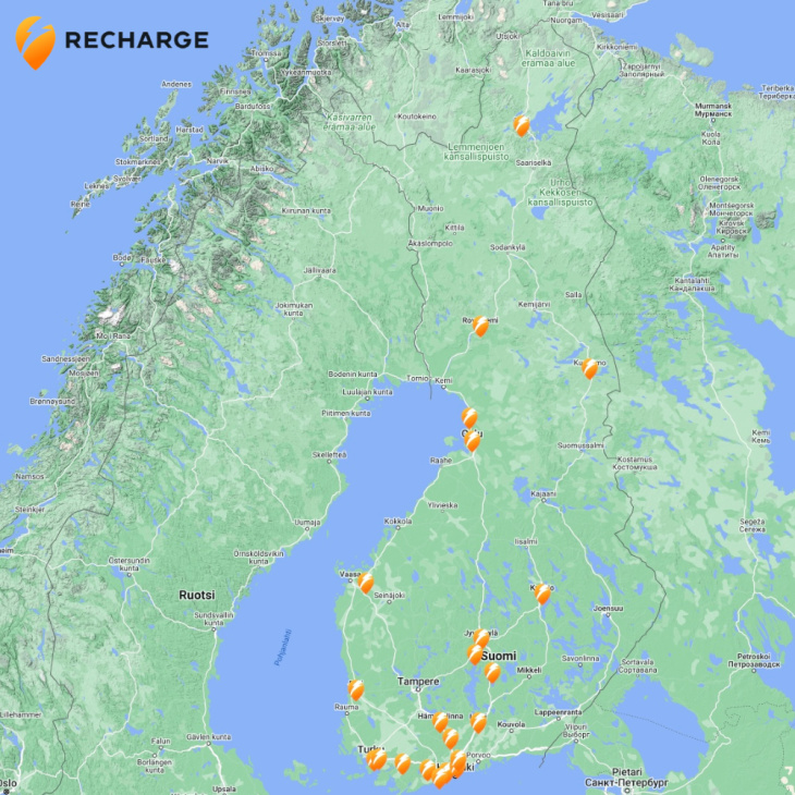 recharge rakentaa suomeen jopa 100 uutta suurteholatauspistettä 25:een kohteeseen